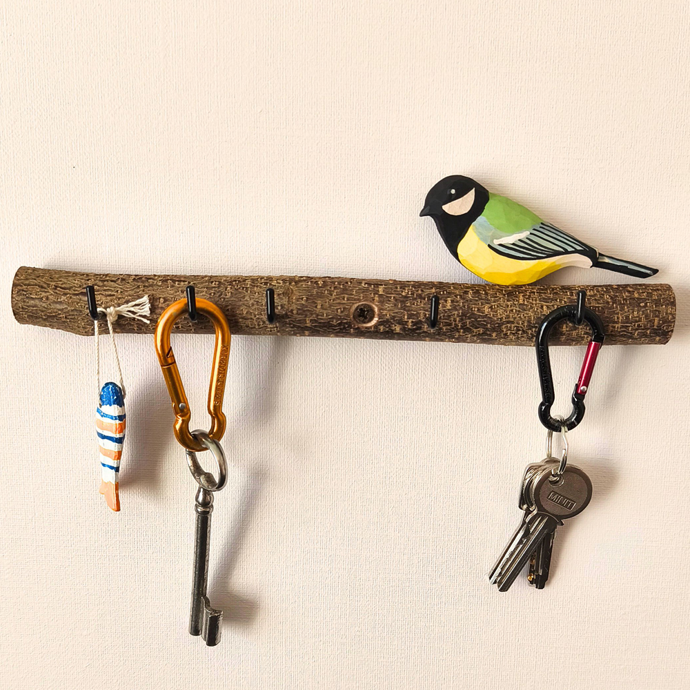 Oiseau Branche Mésange charbonnière 1 porte clés