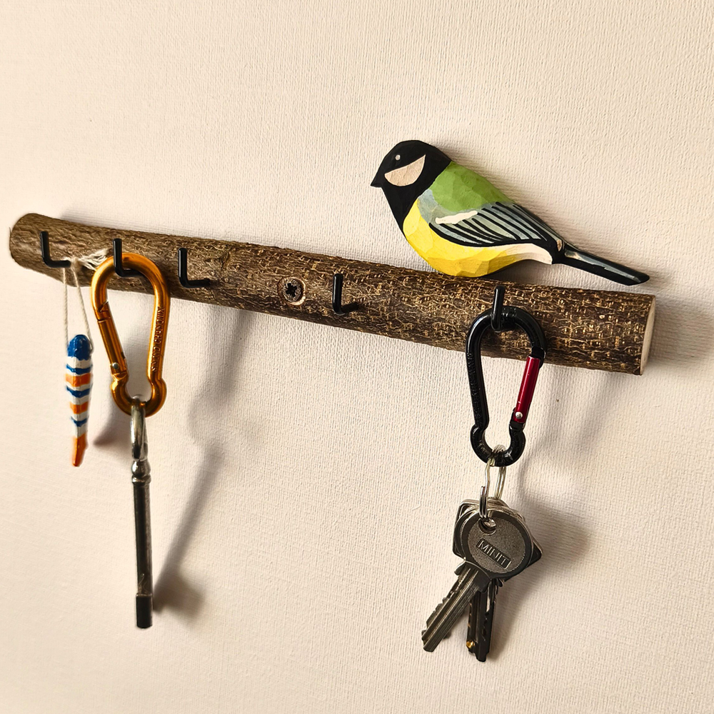 Oiseau Branche Mésange charbonnière 1 porte clés