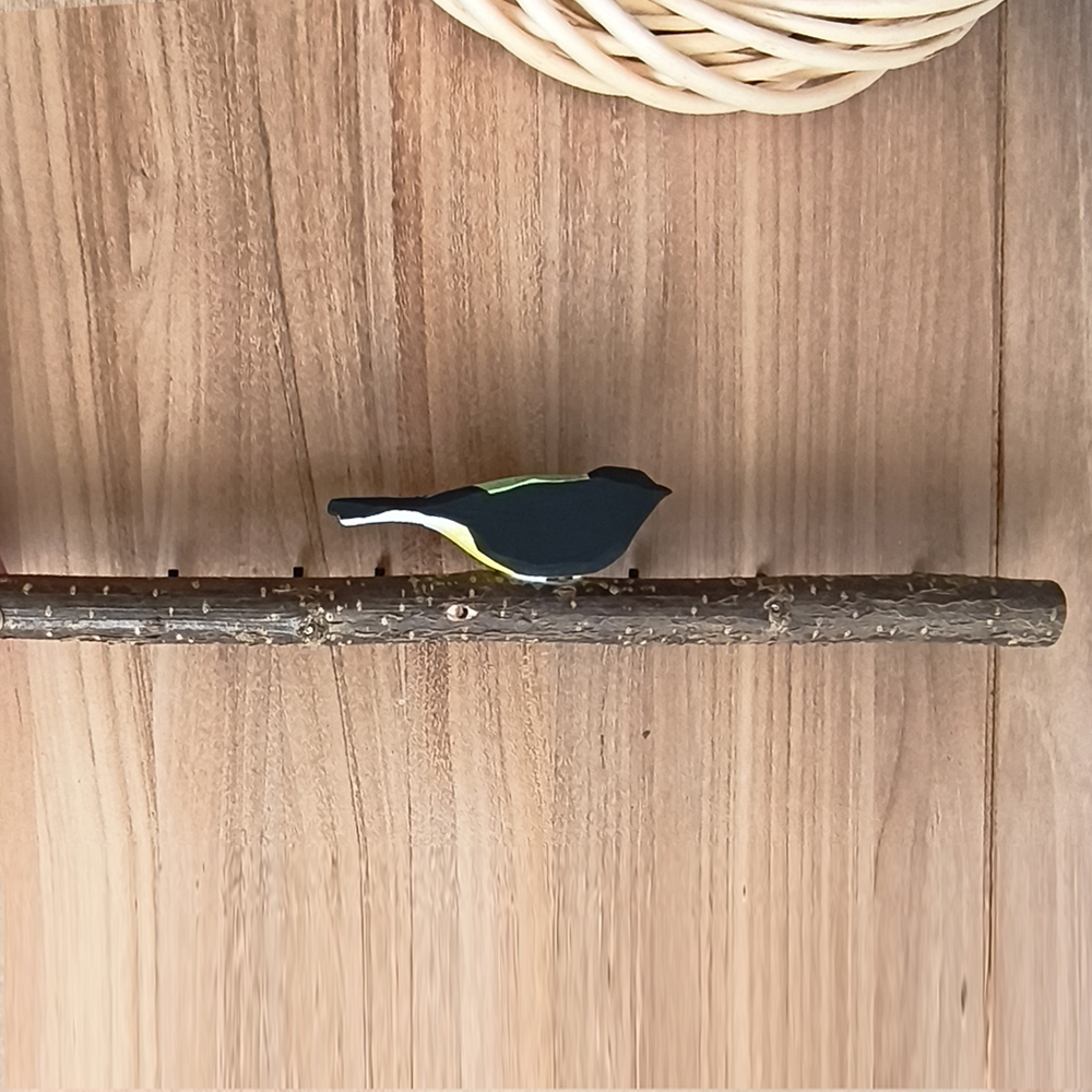 Oiseau Branche Mésange charbonnière 2 de dos