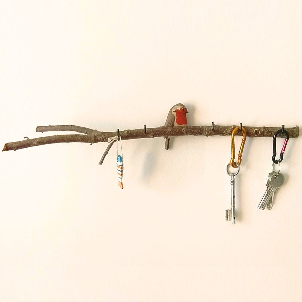 Oiseau Branche Rouge gorge porte clés